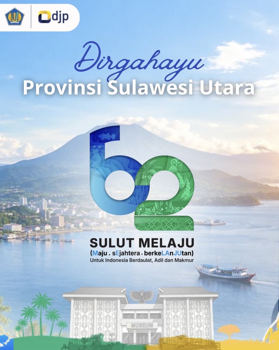 pajakmanado's tweet photo. Dirgahayu ke-62 Provinsi Sulawesi Utara! 🎉

Membawa semangat “Sulut Melaju (Maju, Sejahtera, Berkelanjutan)”, semoga di usia ke-62, Sulawesi Utara semakin tangguh, terus berkembang, dan menghadirkan kesejahteraan bagi seluruh masyarakat. https://t.co/efymqwr3lM