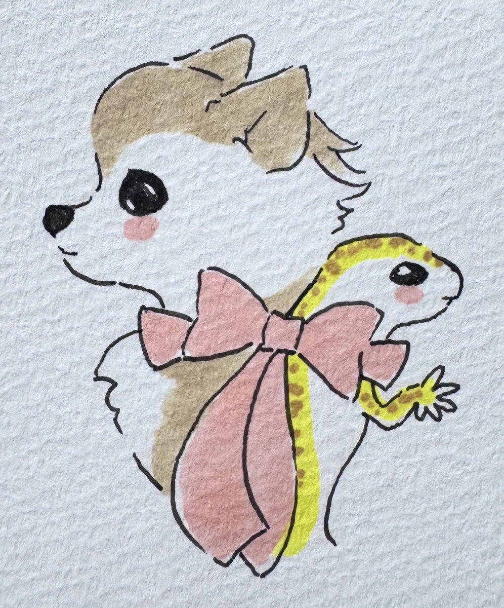 pome_popi's tweet photo. ずっと仲良し🎀🐾

#ポメラニアン
#ヒョウモントカゲモドキ
#手描きイラスト https://t.co/M0nbVME8L9