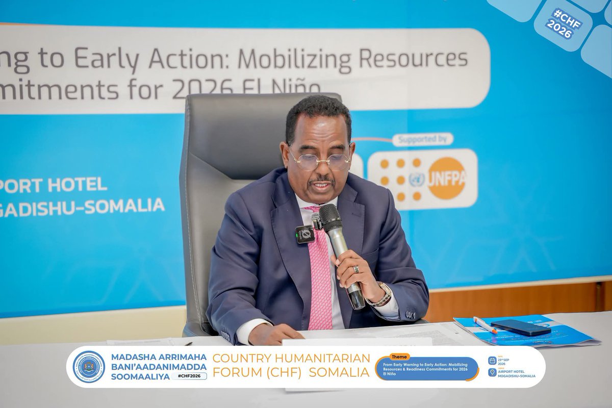 gedo247's tweet photo. Somalia’s Interior Minister @AliYusufHosh on Wednesday opened the Country Humanitarian Forum #CHF2026 in Mogadishu, bringing together Government Institutions, Federal Member States, Aid Agencies, Diplomats and Civil Society Groups.
#CHF2026 #ElNino2026 #ElNinoPreparedness https://t.co/uSICBGYQUp
