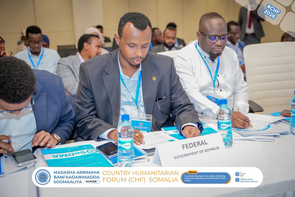 gedo247's tweet photo. Somalia’s Interior Minister @AliYusufHosh on Wednesday opened the Country Humanitarian Forum #CHF2026 in Mogadishu, bringing together Government Institutions, Federal Member States, Aid Agencies, Diplomats and Civil Society Groups.
#CHF2026 #ElNino2026 #ElNinoPreparedness https://t.co/uSICBGYQUp