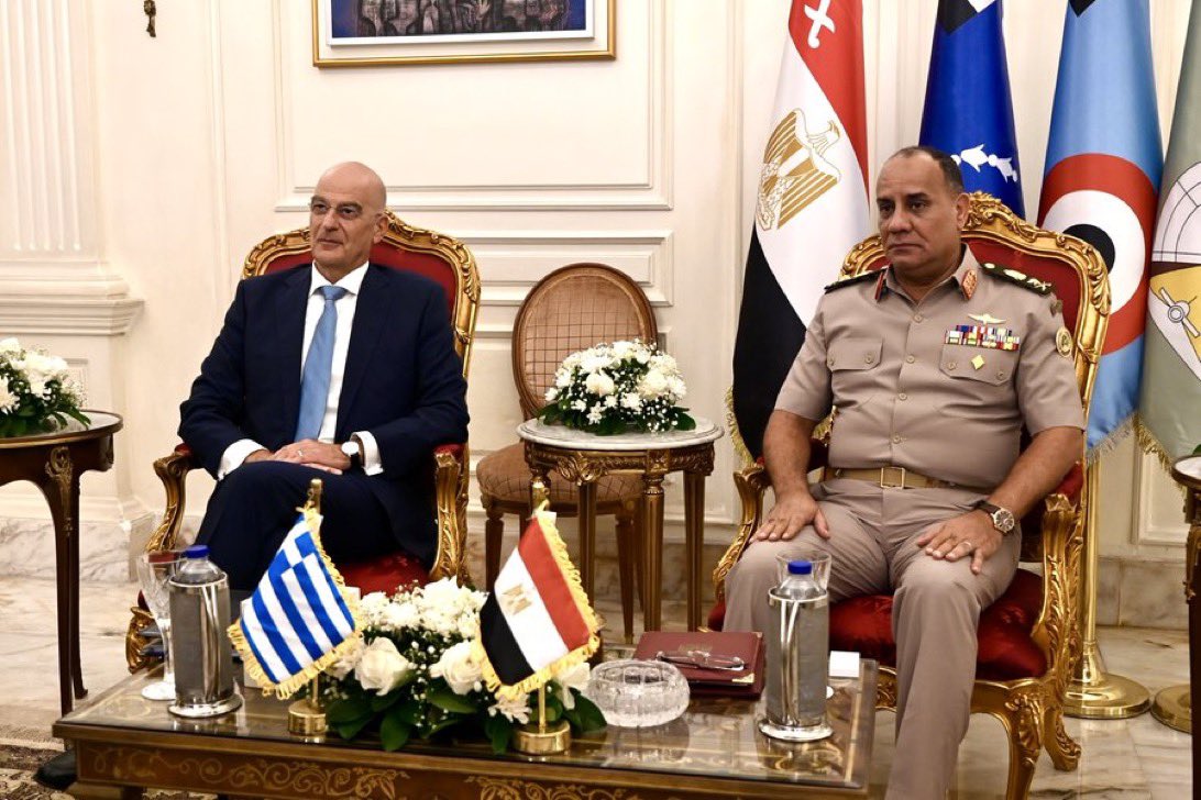 SRDracopoulos's tweet photo. 🇬🇷🤝🇪🇬🤝🇨🇾 LT. General Ashraf Salem Zaher, ( @AlsisiOfficial ) Commander-in-Chief of the Armed Forces, Minister of Defense and Military Production of the Arab Republic of Egypt Mr. Vasilios Palmas @PalmasVasilis , Minister of Defense of the Republic of Cyprus and Mr. Nikolaos Dendias @NikosDendias , Minister of National Defense of the Hellenic Republic; met in Cairo on (September 22, 2026), within the framework of the trilateral dialogue mechanism among the defense ministers of the three countries, aimed at developing joint military cooperation relations.

The Ministers reviewed developments in the regional security environment, threats arising from armed conflicts, and respective assessments and visions in this regard. They emphasized continuing efforts to develop military coordination and cooperation among the armed forces of the three countries and working jointly to enhance security and stability in the Eastern Mediterranean region to counter threats, thereby supporting regional development efforts.

Views aligned on the importance of strengthening joint protection frameworks for supply lines, gas fields, and offshore energy infrastructure in the Eastern Mediterranean against various threats, particularly in light of recent circumstances surrounding the region.

The three parties affirmed that this cooperation mechanism serves as a pillar for regional stability based on openness, commitment to good neighborliness, and safeguarding regional security within the framework of adherence to the United Nations Charter, the UN Convention on the Law of the Sea (UNCLOS), other relevant agreements, rules of international law, and the principles of respecting state sovereignty, territorial integrity, and non-interference in internal affairs, free from international/regional competition and polarization. — @hndgspio