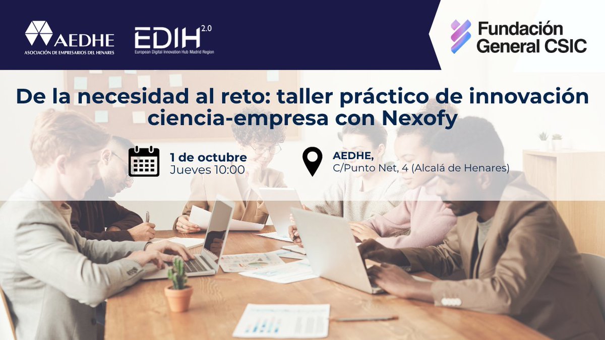 FGCSIC's tweet photo. ¿Buscas soluciones innovadoras para tu empresa?

En este taller aprenderás a identificar y formular retos de I+D+i mediante metodologías "Design Thinking" y a conectarlos con capacidades científicas a través de la plataforma Nexofy. https://t.co/lQvzi3TU2g