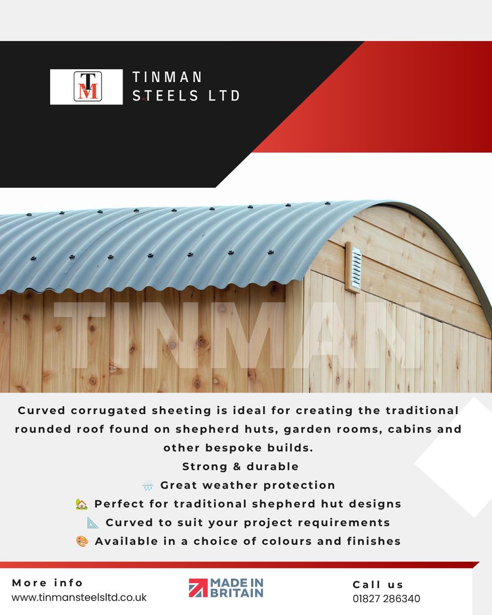 tinmansteelsltd's tweet photo. Got a project that needs curved corrugated sheets? Send us your dimensions and requirements and our team can help.
π 01827 286340
π§ sales@tinmansteelsltd.co.uk
π https://t.co/Bsh7GuFvGQ
#TinmanSteels #CurvedCorrugated #CorrugatedSheets #ShepherdHut #ShepherdHutBuild https://t.co/QzJPcjb7hi