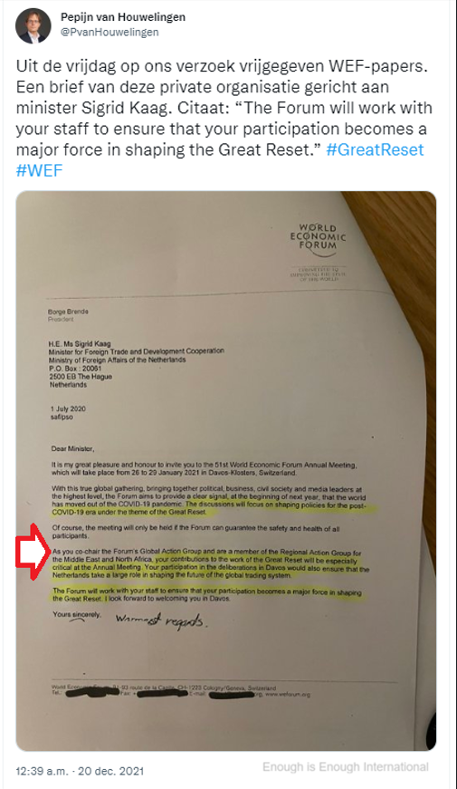 internatio29851's tweet photo. AAN MINISTER SIGRID KAAG GERICHTE WORLD ECONOMIC FORUM (WEF) BRIEF: "THE FORUM WILL WORK WITH YOUR STAFF TO ENSURE YOUR PARTICIPATION BECOMES A MAJOR FORCE IN SHAPING THE GREAT RESET", 1 juli 2020

Sigrid Kaag https://t.co/fKiktrPy9a

https://t.co/ZRsbZ5kjsG https://t.co/MtEKV2I3em