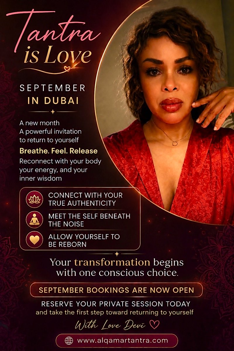 massoulwellness's tweet photo. Tantra is Love✨
A journey into presence, sensitivity, connection and the art of living fully.

🌐 https://t.co/AY0qHOSEnO

@danielledevi
 #DubaiWellness #palmjumeirah #jumeirah #DubaiWellness #Jumeirah #DubaiMarina #DIFC #DowntownDubai https://t.co/kI32SRgC9u