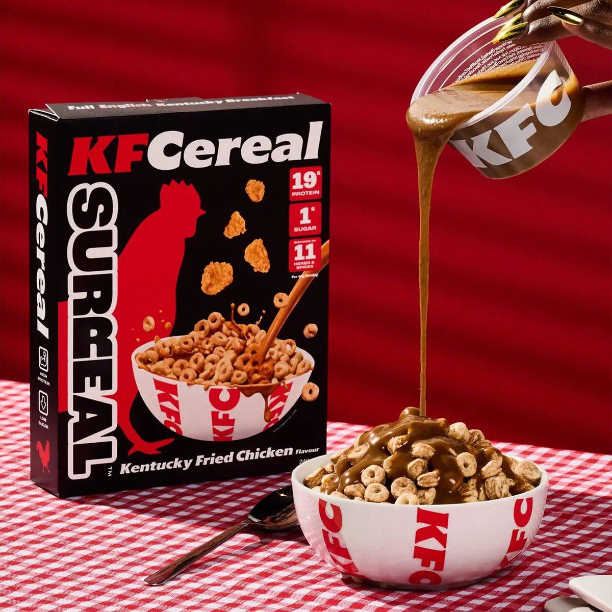 Dexerto's tweet photo. KFC is releasing a limited-edition chicken-flavored 'KFCereal' in the UK

Flavored with KFC’s 11 herbs and spices, it's encouraged to use gravy instead of milk https://t.co/PXZ0a7L3B3