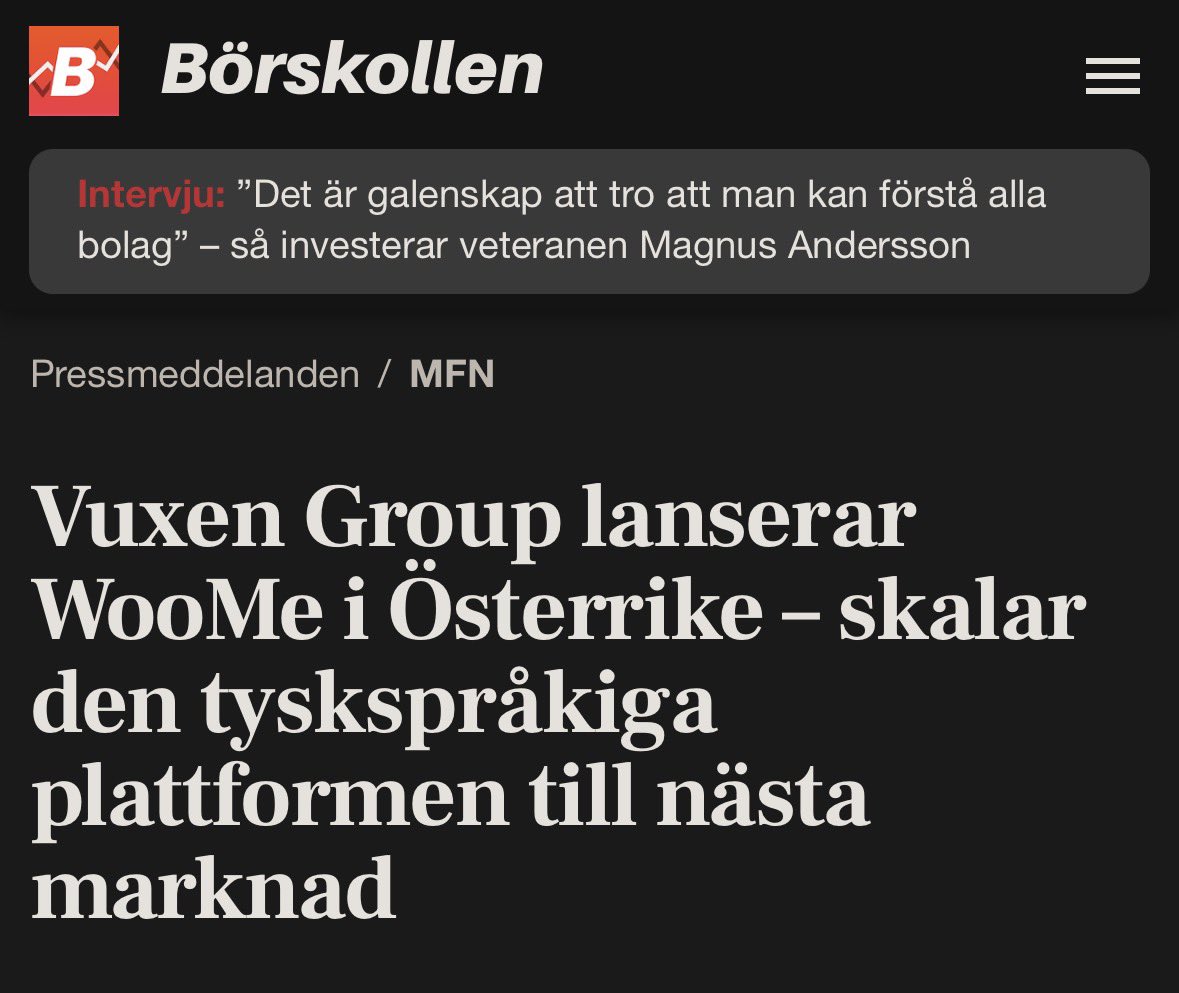 kalqyl's tweet photo. Vuxen Group expanderar till Österrike med WooMe. 

Läs mer här på @borskollen_news 👇
https://t.co/x4FctkehSs https://t.co/iG97ou7S3K
