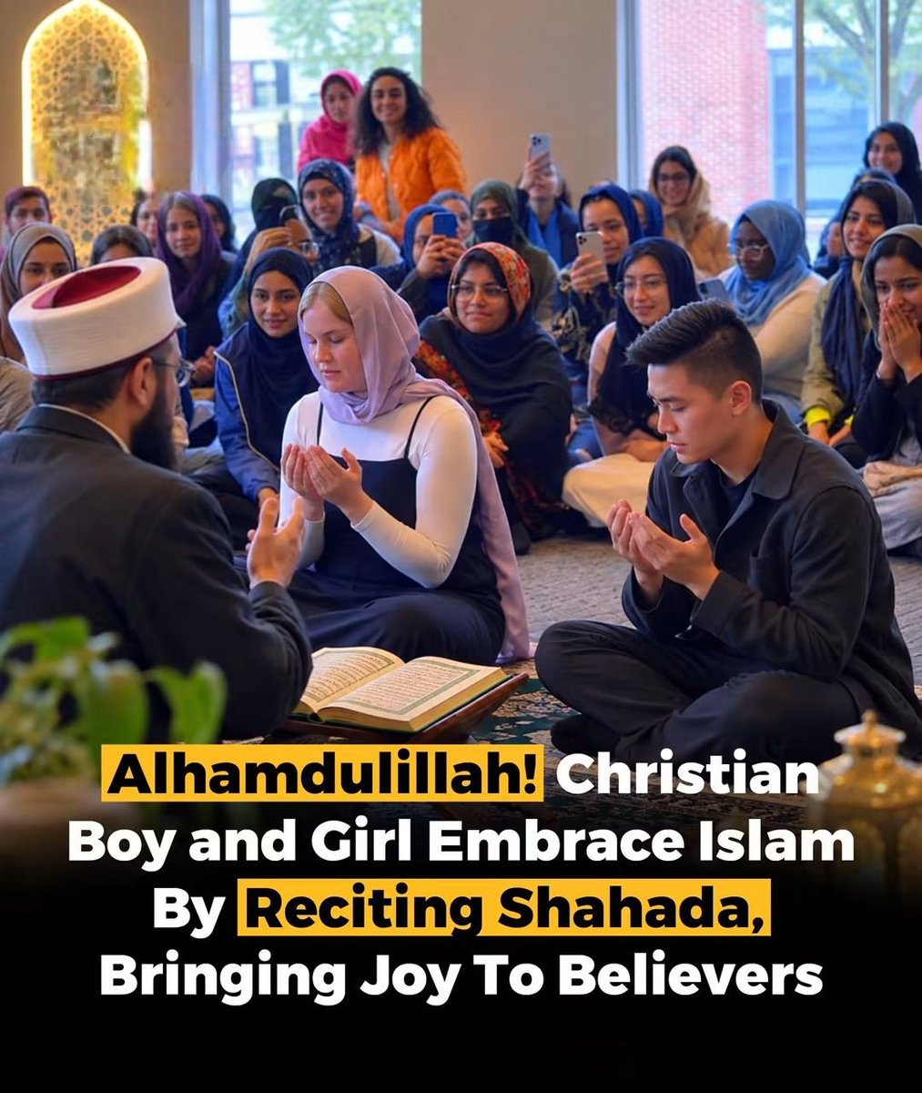 Revert_Journey's tweet photo. A viral video shows a boy and a girl reciting the Shahadah and embracing Islam. However, their identities, religious backgrounds, location, and the date the footage was recorded could not be independently verified through credible sources.

Therefore, the claim that both individuals were Christians who converted to Islam remains unverified.