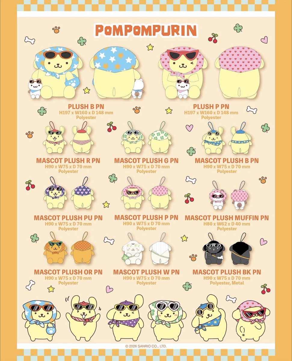 sanrio_fan_jp's tweet photo. 🌟💖【 🕶️ 海外グッズ情報 🕶️ 】💖🌟

香港のSanrio Gift Gateにポムポムプリンの新作「サングラス・リゾートシリーズ」が登場！
サングラスをかけた夏らしいスタイルのマスコットやバッグなど、キュートなアイテムが勢揃いリゾート気分のプリンくんです。👀🛍️

#ポムポムプリン #サンリオ #海外限定(？)