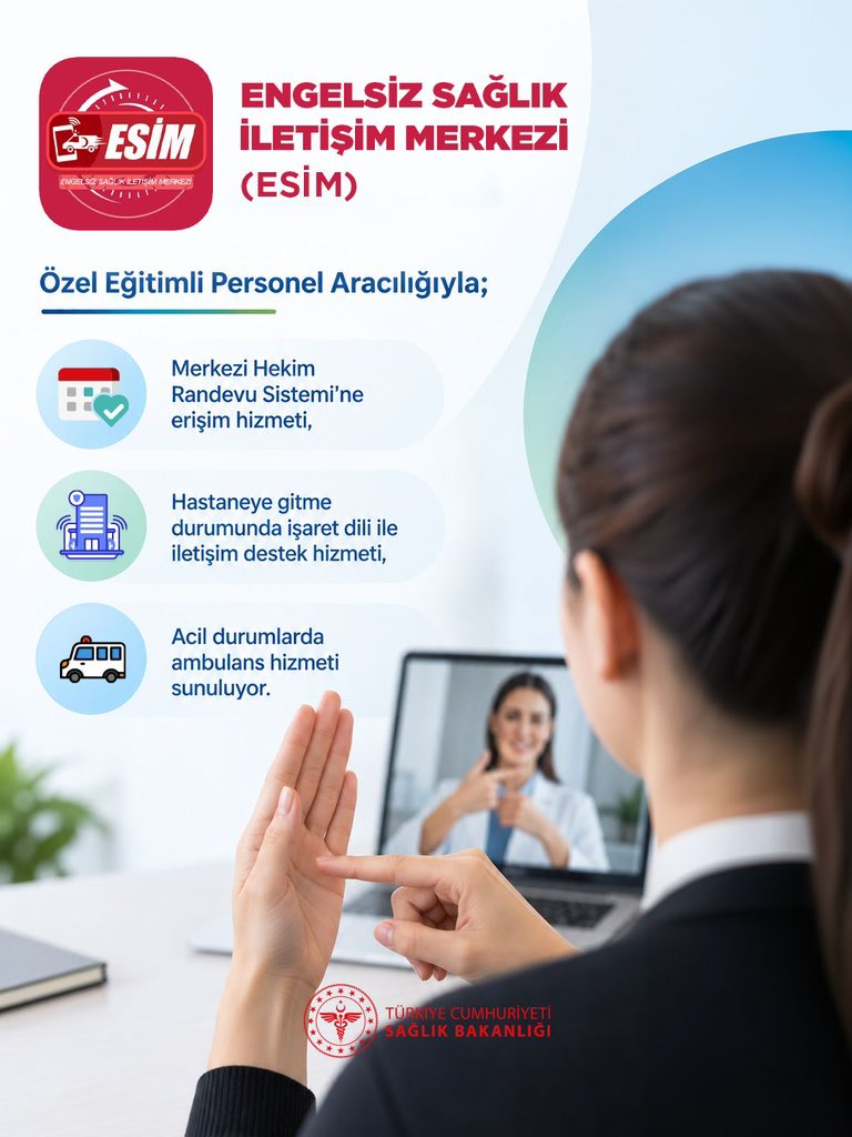 saglikbakanligi's tweet photo. ESİM uygulamamızı ücretsiz indirip giriş yaparak uzman personelimizle görüntülü bağlantı kurabilirsiniz.

#UluslararasıİşitmeEngellilerHaftası https://t.co/cj5ukErV1C
