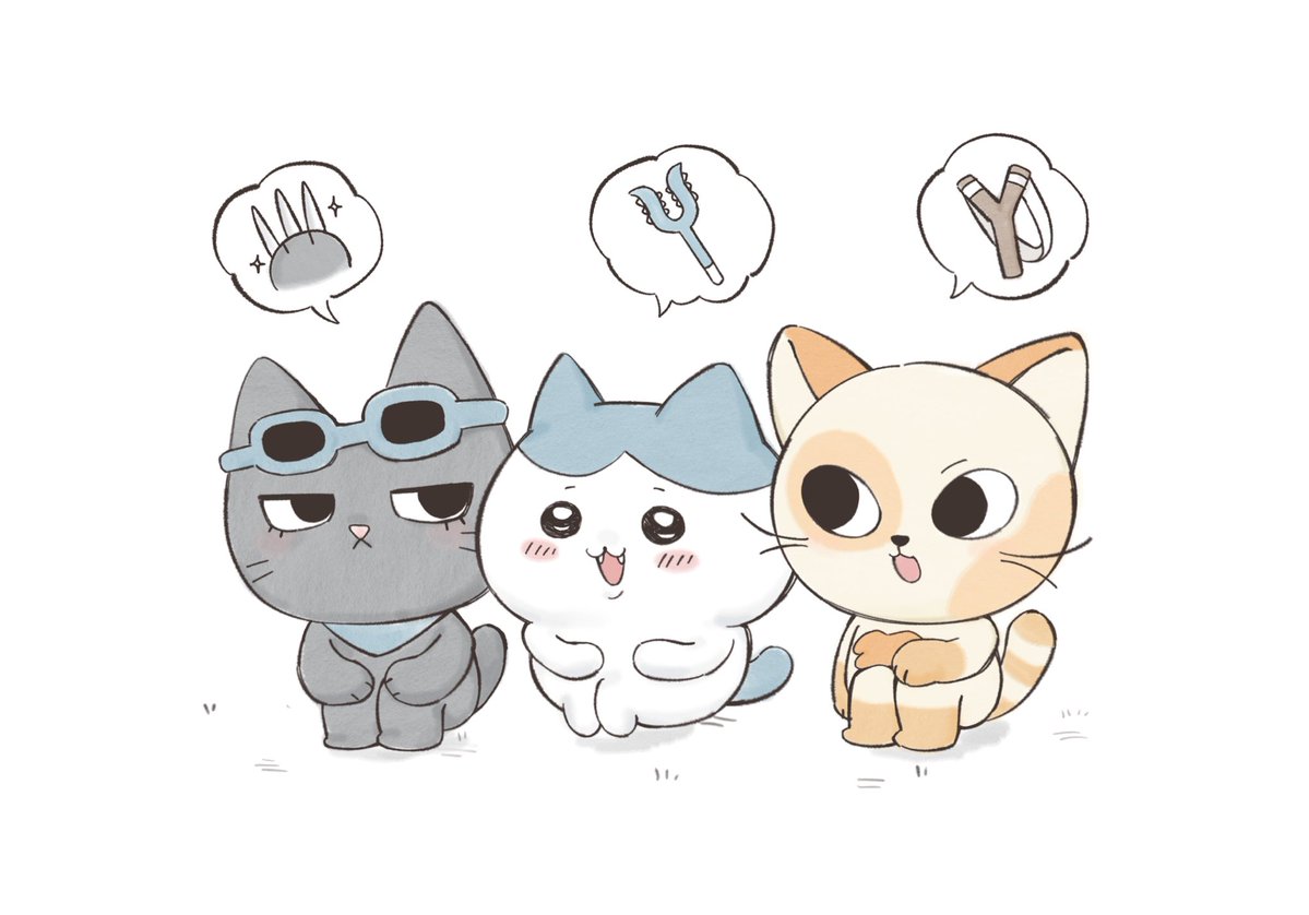 kairo_bun's tweet photo. Hachiware chatting with Han Tatpung and Catbbi https://t.co/q7GQf5973f