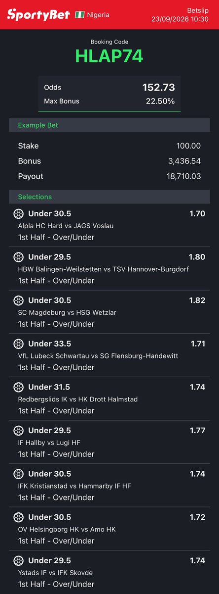Blessyon30's tweet photo. @punterszone @KakiJunior1 HLAP74 — 9/9 all playing 6pm https://t.co/iJVzEb2r6e