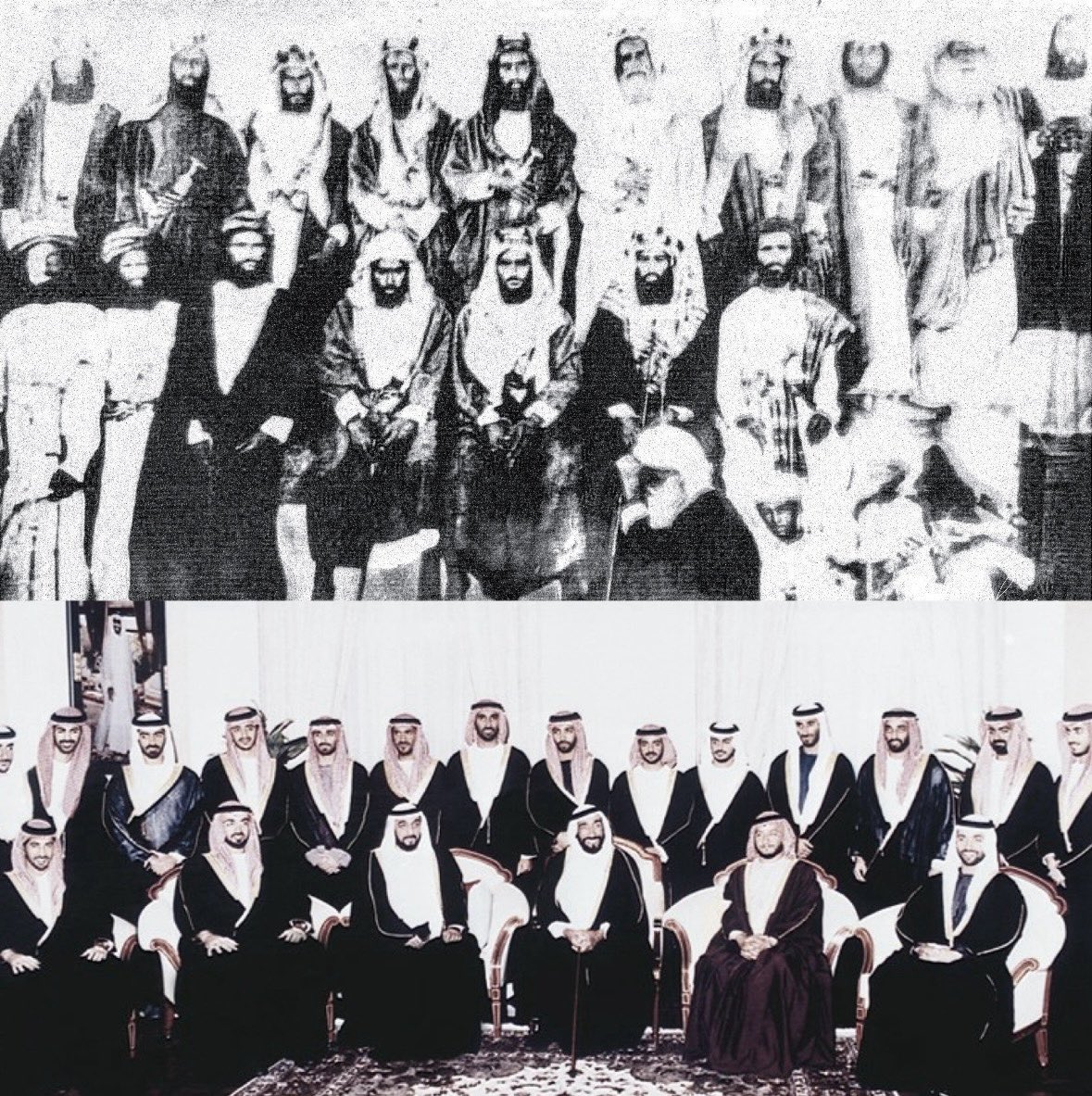 Hmd_Almarar's tweet photo. آل نهيّان - أقدم سلالة حاكمة مستمرة لم ينقطع حكمها
منذ 1527م ؛ إمارة واحدة أسرة واحدة

المؤسس الشيخ "أبو فلاح محمد بن محمد بن علي الياسي" ، ذُكر في مخطوطة صالح العدساني بإسم "السلطان بعمان" في فترة 1527م ، عاصر الشيخ مبارك بن سلمة القيسي ، ورد ذكره في كتاب تثبيت الفؤاد للشجار بأنه زعيم بلاد بني ياس "السلطان" ، وهو شيخ دين وشاعر له قصائد محفوظة ( بحث خاص ؛ بتأليف ثاني المهيري .. ) .. "إمارة الظفرة"

الأخويْن صقر بن عيسى الياسي ومحمد بن عيسى ، زعماء بني ياس في وقعة الشعيب وحكّام حصن الظفرة سنة 1633م ، عُرفوا بالشجاعة والحميّة ونصرتهم لابن قطن الجبري وحربهم ضد اليعاربة كما ورد في السيَر العمانية "في كتاب الازكوي"

الشيخ محمد الياسي ، وهو زعيم بني ياس الذي تحصّن في جزيرة داس في حربه ضد البرتغاليين واستشهد في تلك المعركة ، وقُتل معه نحو 300 من بني ياس سنة 1642م

الزعيم الشيخ هلال بن محمد الياسي أمير الظفرة سنة 1660م ، وورد ذكره في ح��به ضد جبور عُمان حين انتصر بها ، وكان يقود جيشًا من الظفرة وعاد بعدد من الأسرى إلى بلاده ، وهذا يدلّ على قوّة الإمارة سياسيًا وعسكريًا ونفوذها في عصره 

الشيخ فلاح بن هلال الياسي زعيم الإمارة، وابنائه نهيّان ( جدّ آل نهيّان ) وسعدون ومحمد وغيرهم ، واستمرّ الحكم من بعده لفرع آل نهيّان وتحديدًا ذرّية الشيخ عيسى بن نهيّان أمير القبيلة في عصر الحرب الأهلية العمانية 1718م 

إلى أن وصل الحكم لأحد أشجع وأقوى أمراء السلالة ؛ الشيخ ذياب بن عيسى آل نهيّان الفلاحي ( حوالي 1761م ) 
حكم من دبيّ شرقًا إلى قطر غربًا ، وورد ذكره في الأشعار والمخطوطات التاريخية القديمة بإسم "ملك من ملوك عمان" ، ويُروى أنه استطاع تعزيز وحدة القبيلة في زمن الفتن ، وهو شاعر له قصيدة مشهورة ، وفي عهده انتقل عدد من أهالي الظفرة للاستقرار في أبوظبي لذا تُعرف الإمارة في عهده بإمارة أبوظبي .. وكانت عاصمته ليوا ؛ محضر المارية

وورث الحكم ابنه الشيخ شخبوط بن ذياب بن عيسى آل نهيّان سنة 1793م ، وهو أول من نقل عاصمة الإمارة من الظفرة إلى أبوظبي .. "إمارة أبوظبي" ، وبنى فيها الحصن المشهور ، واستمرّ الحكم لابنائه من بعده

محمد بن شخبوط ، طحنون بن شخبوط ، خليفة بن شخبوط ، ومن ثم الأحفاد سعيد بن طحنون بن شخبوط 1845م ، وزايد بن خليفة بن شخبوط 1855م ( زايد الأول ) والذي ازدهرت الإمارة في فترته ( العصر الذهبي ) سياسيًا وعسكريًا واقتصاديًا 
ليرث الحكم من بعده ابنائه ؛ طحنون بن زايد الأول ، حمدان بن زايد الأول ، سلطان بن زايد الأول ، صقر بن زايد الأول ، ومن ثم احفاده ؛ شخبوط بن سلطان بن زايد 1928م ، وزايد بن سلطان بن زايد 1966م الذي أعاد العصر الذهبي للإمارة والإمارات ككل .. بعد نجاحه في توحيد الإمارات السبع [ الاتحاد ] .. وتأسيسه لإتحاد الإمارات العربية المتحدة ، ومعه بدأت النهضة الشاملة والمجد العظيم

لينتقل الحكم من بعده لابنائه ؛ خليفة بن زايد بن سلطان 2004م والذي أكمل مسيرة النهضة ، ومحمد بن زايد بن سلطان 2022م خير خلف لخير سلف

حافظت الإمارة النهيّانيّة عبر التاريخ على استقلالها من بعد سقوط الدولة الجبرية ، وكان أهالي أبوظبي وشيوخ وأعيان القبائل خير من يعينهم على الحكم والإدارة .. ولنا في ذلك شواهد كثيرة ، حيث كلما شعر أهالي أبوظبي بالخطر الأمني ��ديمًا ؛ سارعوا بأنفسهم ليبايعوا الحاكم النهيّاني بأرواحهم ويجددوا الولاء للأسرة تأكيدًا لتعاضد الإمارة وتحصينًا لها من مغبّة المخاطر

ويرجع الفضل - من بعد الله - إلى الترابط والتماسك بين أسرة آل نهيّان والشعب ، حيث يُروى من قِبل كبار السن قديمًا أن مؤسسي الإمارة القدامى ( من الشيخ ابو فلاح إلى الشيخ فلاح بن هلال وإلى أحفادهم ) كانوا "أهل دين ودنيا" ، اشتهروا بالعدل في أحكامهم ، والجود والكرم ، والشجاعة والحزم دون ديارهم وأهلهم ، وتوارث أبناء الأسرة هذه الصفات الحميدة أبًا عن جدّ .. إلى جيلنا الحالي

هَلَّا نَزَلْتَ على بيوت المجدِ مِنْ 
بيتِ "الهلالي" والمَقامِ النافلِ
"ببني فلاح" القادةِ الغُرِّ الأُولَى 
والوارثين المُلْكِ إِرْثَ الآهِلِ
فـ "بنو فلاح" هم مصابيح الورى 
والنافلون بكل ذِكْرٍ طا��لِ
والنازلون بكل أرضٍ مخوفةٍ 
والكاشفون لكل أمرٍ عاضلِ
يتعاقبون مناصبَ المُلْكِ الذي 
قد مهَّدوا بالسَّمْهَريِّ الذَّابلِ
      - عبدالله بن أحمد الهاشمي

📖 حصن الظفرة .. تاريخ أمراء بني ياس الاوائل
      • عبدالله المهيري
📖 الشيخ أبو فلاح محمد بن محمد بن علي الياسي
      • ثاني المهيري ( @falahinitiative )