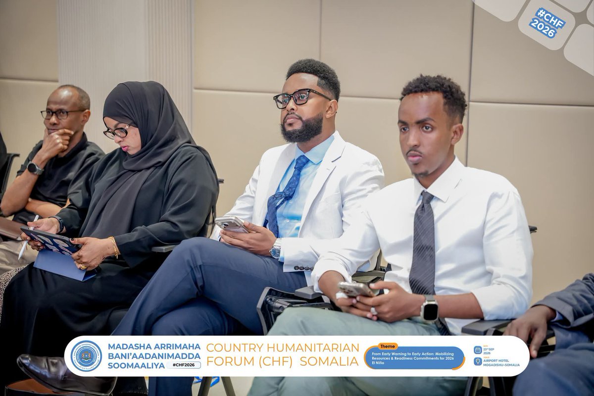 gedo247's tweet photo. South West State Humanitarian Affairs Minister @nasirarush said at the #CHF2026 in Mogadishu that parts of the state face a high risk of flooding, with thousands of displaced families already affected by drought and conflict.
#ElNino2026 #ElNinoPreparedness #Flooding #Somalia https://t.co/MhklPbclpI