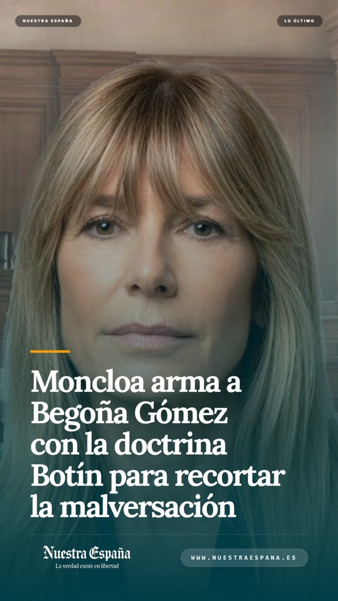 esnuestraespana's tweet photo. 🟥Moncloa arma a Begoña Gómez con la doctrina Botín para recortar la malversación
👉https://t.co/TiU2a2Zo5Y
Sígueme para más noticias
#NuestraEspaña #Noticias #BegoñaGómez #DoctrinaBotín #Malversación #Moncloa https://t.co/V6RXllQQfG