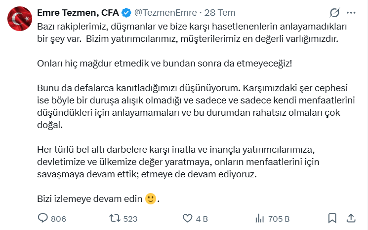 inanmutlu1's tweet photo. Tokatçıların dili hiç değiştirmiyor..

Emre Tezmen'in temmuz sonundaki mesajı:

 "Bizim yatırımcılarımız, müşterilerimiz en değerli varlığımızdır. 

Onları hiç mağdur etmedik ve bundan sonra da etmeyeceğiz" https://t.co/rY0jXGZRYA