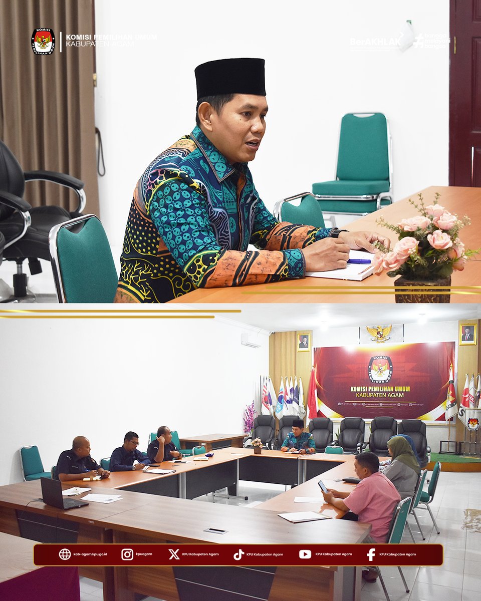 kpu_agam's tweet photo. #temanpemilih Ketua Komisi Pemilihan Umum (KPU) Kabupaten Agam menggelar rapat pleno rutin di Aula Husni Kamil Manik, Kantor KPU Kabupaten Agam, Lubuk Basung, Selasa (22/09). 
#kpumelayani
#kpuagam
#humaskpuagam https://t.co/rN1WCdLsYV