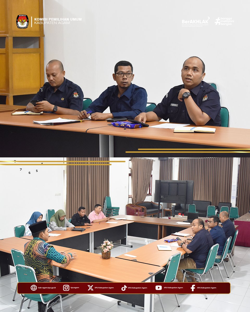 kpu_agam's tweet photo. #temanpemilih Ketua Komisi Pemilihan Umum (KPU) Kabupaten Agam menggelar rapat pleno rutin di Aula Husni Kamil Manik, Kantor KPU Kabupaten Agam, Lubuk Basung, Selasa (22/09). 
#kpumelayani
#kpuagam
#humaskpuagam https://t.co/rN1WCdLsYV