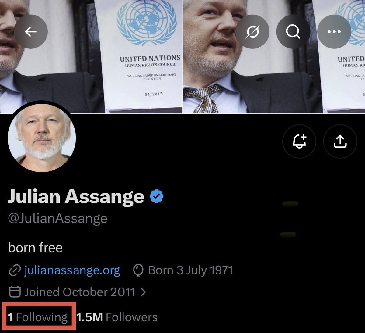 IsmailogluF's tweet photo. This is admirable.

@JulianAssange follows only one person on X and that is @ImranKhanPTI. Imran Khan has been imprisoned in Pakistan since 2023. https://t.co/pDZAxtGyNk