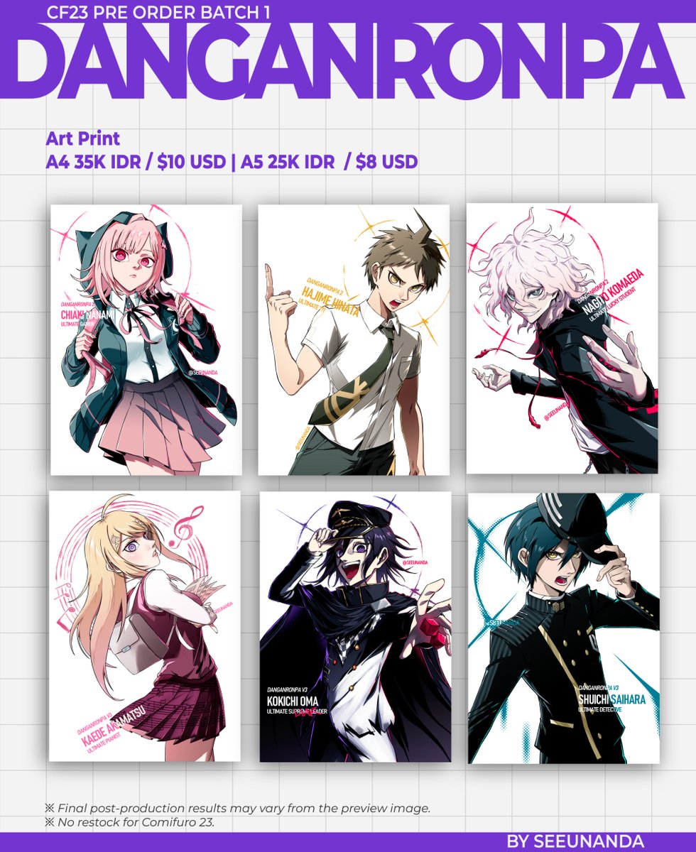 seeunandaaa's tweet photo. 🩷🔄 are very appreciated!

My DANGANRONPA Catalog for #CF23 Pre Order Batch 1

🗓️ until 30 Sep
📦 Pick Up Both Days/ Mail/ International Ship
🐉 Danganronpa 2x2, Danganronpa V3

Pre Order Link in Bio

#cf23catalog #cf23catalogue #comifuro23 #danganronpa 

https://t.co/4GZ5tNo7Bg https://t.co/Zp5E8XB73j