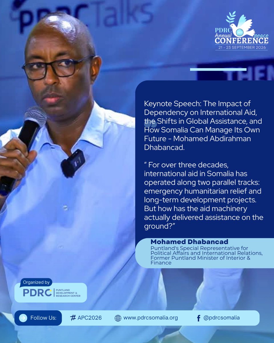 SomaliaPdrc's tweet photo. Find below the quotes from Mohamed Dhabancad keynote l. His topic was: “The impact of Dependency on International Aid, and How Somalia can Manage its own Future.” https://t.co/v4bftH4hvB