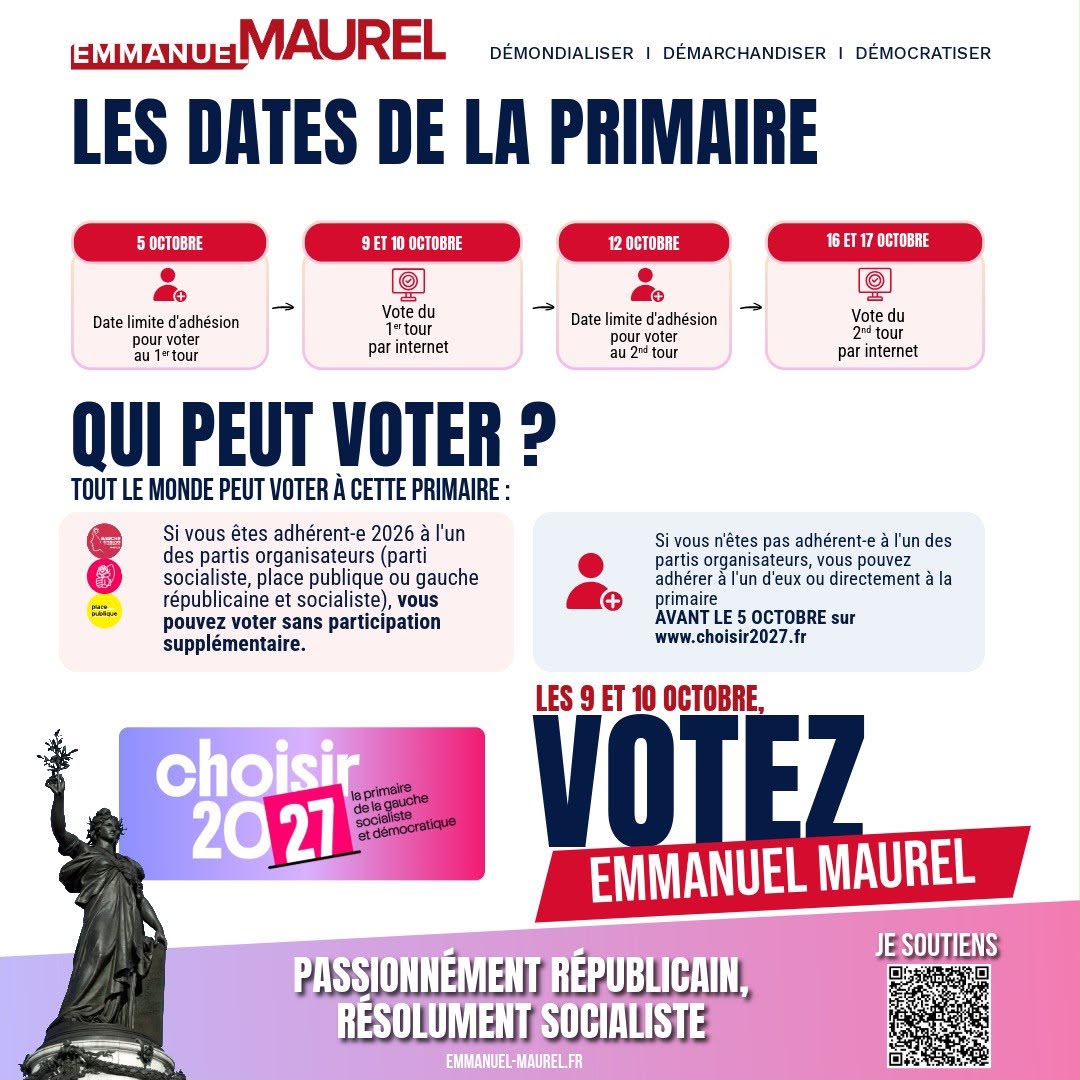 emmanuelmaurel's tweet photo. Avant le débat de ce soir,

Petit rappel pour savoir comment voter à la primaire.

https://t.co/NGOLRBIJGa
#Primaire #Choisir2027 https://t.co/j6QeGJqyt7