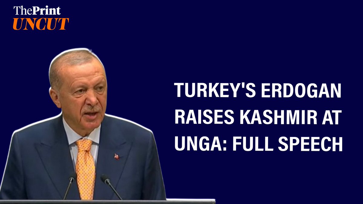 ThePrintIndia's tweet photo. Turkish President Erdogan accuses Israel of 'genocidal mindset', and raises Kashmir at UNGA. Watch his full speech

#ThePrintUncut

https://t.co/Rzxs2HbDkN https://t.co/OxRRYdeI79