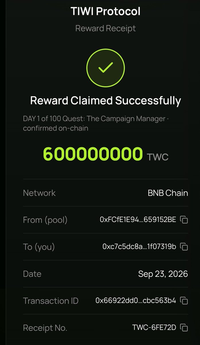 av_amos's tweet photo. Day 1: Task completed and reward Claimed successfully! 😃

#100DaysOfTIWI

$TWC 🚀

@QueenTehillah @madukaandp @CephasSamuel32 @tiwiecosystem @TiwiDev001 https://t.co/ijsEqBZHCt