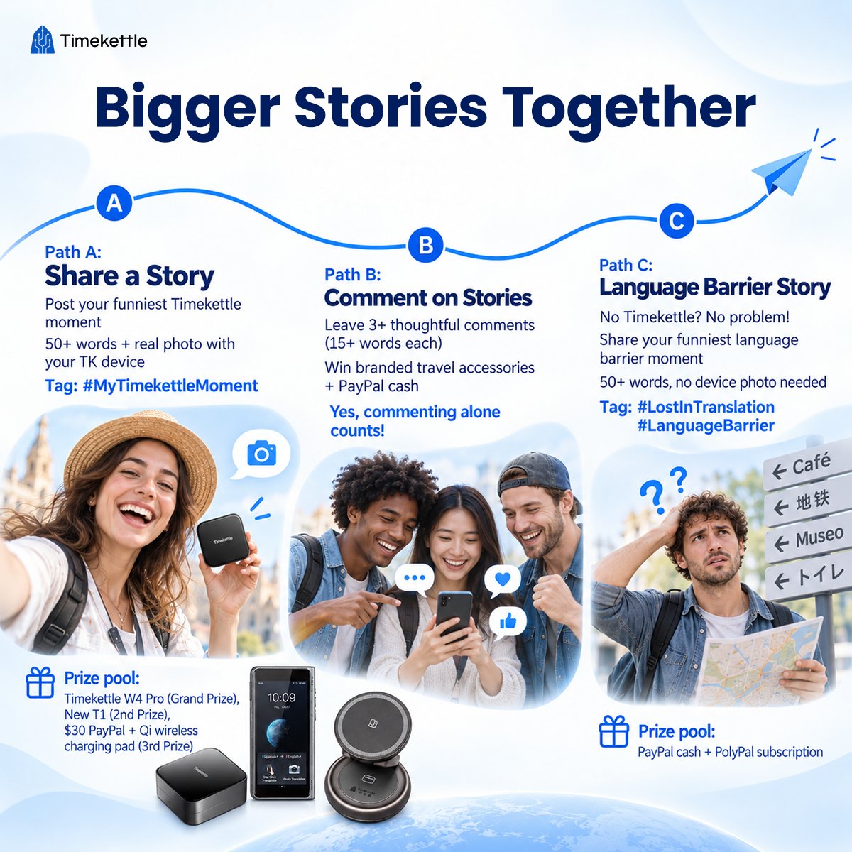 TimekettleTech's tweet photo. To celebrate International Translation Day, we’re hosting our biggest community giveaway inside our official Facebook Group: The Moment I Wasn't Lost!
What’s on the line?
-Timekettle W4 Pro AI Interpreter Earbuds ($449 value)
-New T1 Pocket Translator
-Wireless charging pads
-Exclusive discounts for EVERYONE who takes part!
Best of all? You don't even need a Timekettle to win. 
Whether you have a device story, a hilarious language mix-up from your travels, or simply want to jump into the comments and laugh along with fellow travelers—there’s a prize track waiting for you.
Tap the link in the first comment to join our community!

(Event runs: Sep 24 – Oct 14 | Official rules pinned inside the group!)
#Timekettle #MyTimekettleMoment #TranslationDay2026 #ConnectBeyondWords #TravelStories #LanguageBarrier #TechGiveaway
See less