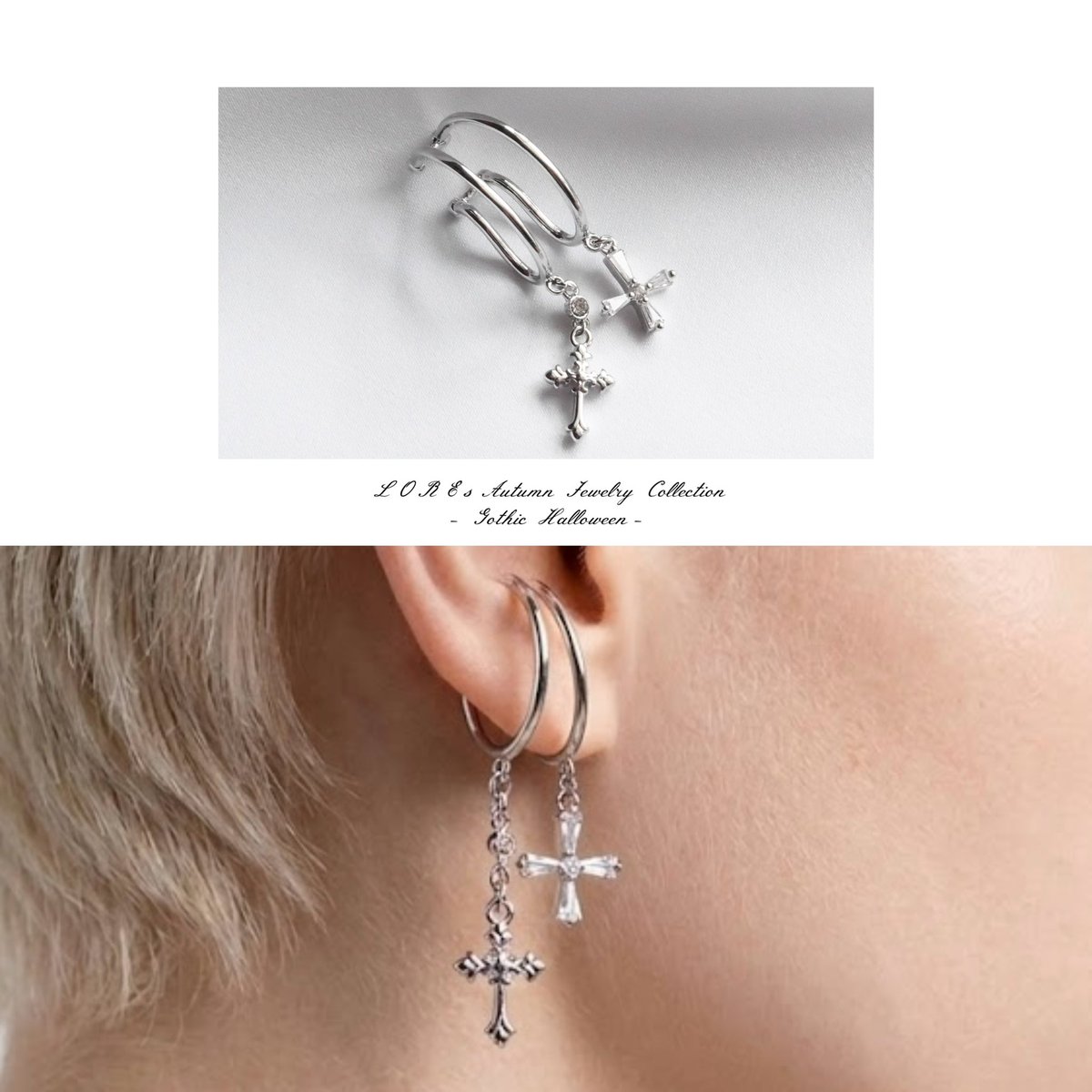 LorE____x_'s tweet photo. LORE Autumn Jewelry Collection⋆˚

【受注販売】Aetheria Bracelet
￥3,500
Sacred Shadow：シックな銀古美漂うロザリオ風ブレスレット

【受注販売】Aetheria Ear Cuff
￥3,000
Dual Cross：クロス映える印象的な立体イヤーカフ

販売期間：9月27日(日) 23:59まで

SHOP▷https://t.co/Npdek2Gd1B https://t.co/xMjx61eDF5