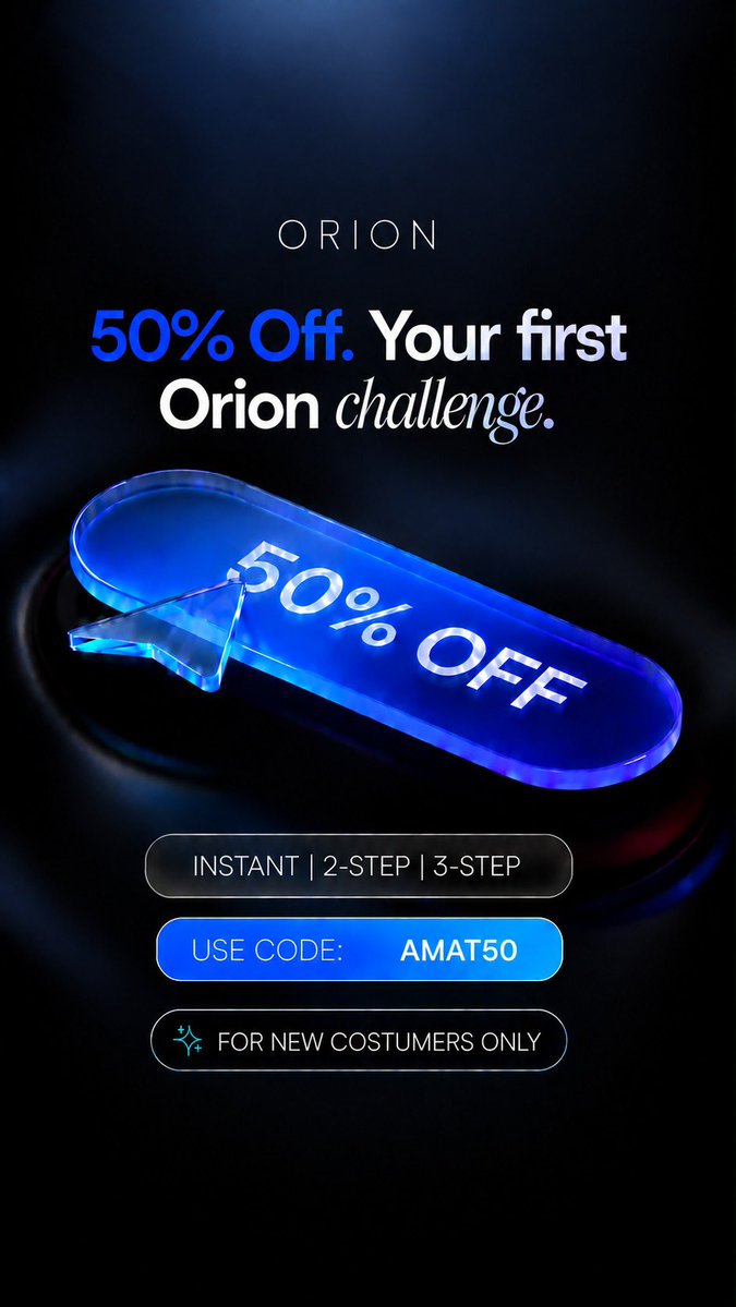 Amat_trades's tweet photo. 🚨 BIG ANNOUNCEMENT! 🚨

I’ve officially partnered with @orionfundedcom and we’re kicking things off with a MASSIVE $50,000 GIVEAWAY! 🎉

We’re picking 5 WINNERS to receive a $10K Funded Account each! 🔥

How to Participate:

• Follow @OrionAffiliates
• Follow @orionfundedcom
• Follow @Amat_trades 
• Repost and tag 3 traders
• Register through my link 👇
https://t.co/eubKiJfIh8

That’s it. You’re in. 👀

🔥 EXCLUSIVE 50% DISCOUNT

Get 50% OFF your first Orion purchase with my code: AMAT

You’ll also get 15% OFF future purchases using my code.

5 winners. $50K in total accounts.

Good luck everyone. Let’s get funded!