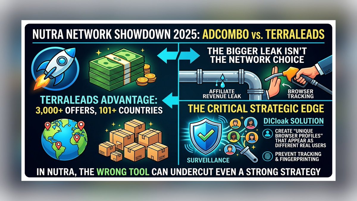 _roshan_pr_'s tweet photo. The bigger leak isn’t the network choice; it’s the browser. In nutra, DICloak matters because the wrong tool can undercut even a strong AdCombo or TerraLeads strategy. #AffiliateMarketing #Nutra https://t.co/RgEwLvg01r