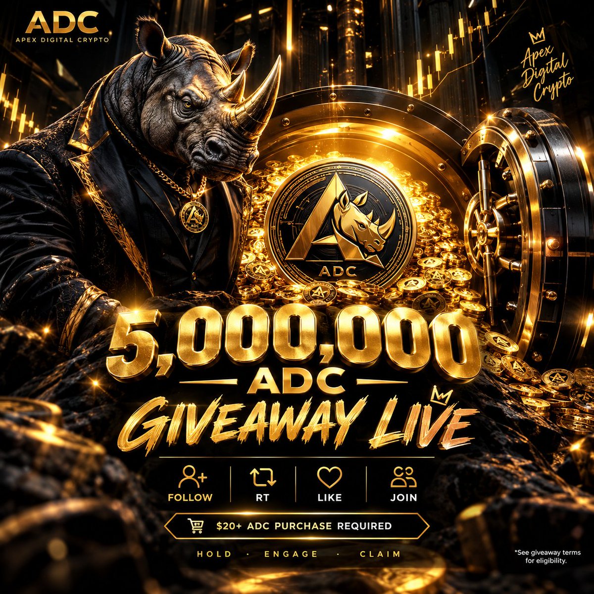 AssamDonation's tweet photo. 💰 5,000,000 ADC GIVEAWAY IS LIVE!

🔥How to Qualify?
✅️Follow @AssamDonation
🔁 Retweet 
💰 Buy ADC with minimum $20 

Buying Link : https://t.co/UGlQdcNiNZ

CA : https://t.co/Ye4DqhwdlK

Rewards distributed after 48 Hours!
5M $ADC Waiting For Winners!

🚀 FOLLOW • RETWEET • BUY 
$ADC — Apex Digital Crypto