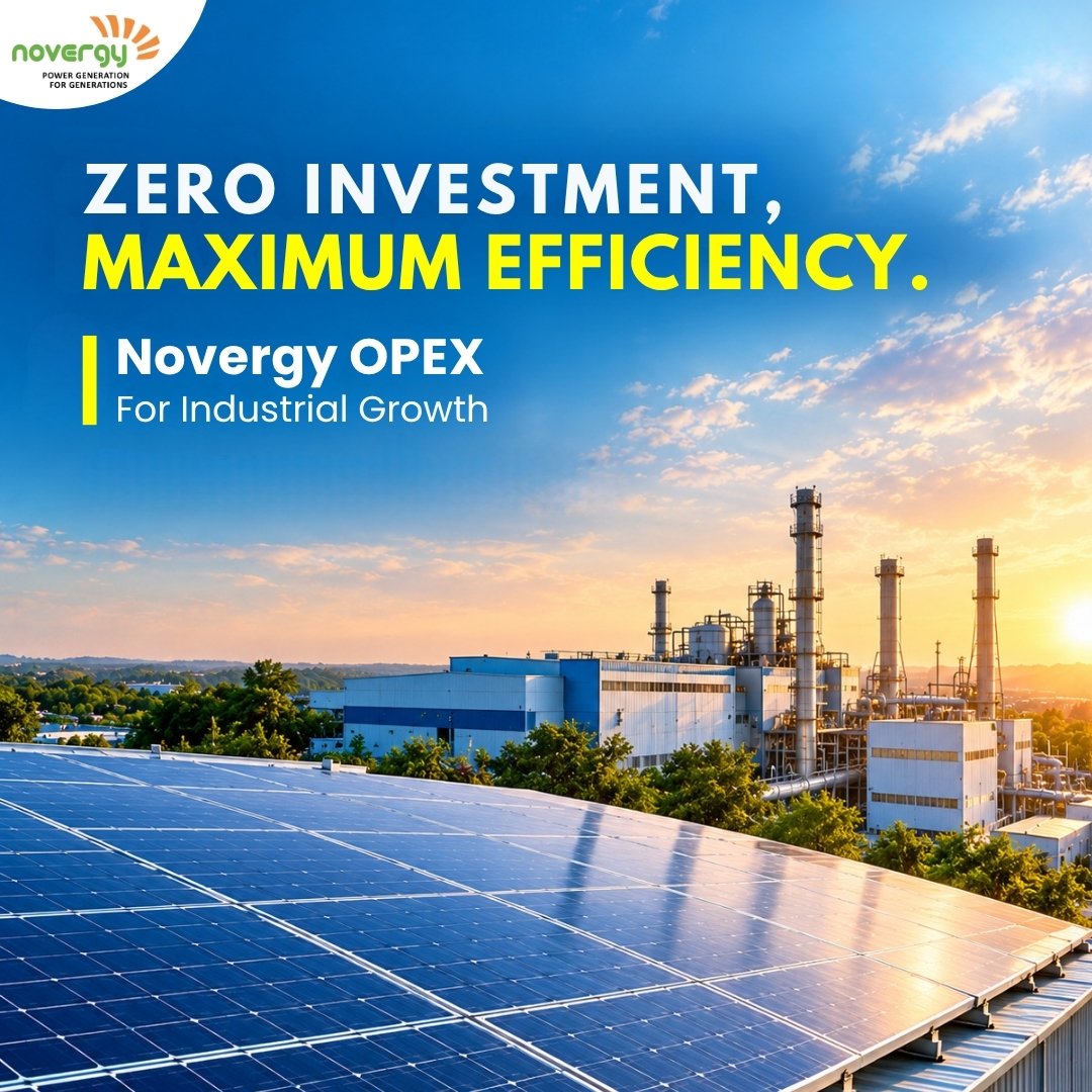 NovergySolar's tweet photo. With Novergy OPEX, your enterprise can switch to solar without the heavy upfront investments☀️
Novergy handles the plant while your capital stays focused on production, expansion & growth⚡
📩Solar@novergy.net
#SolarOPEX #OPEX #IndustrialSolar #EnergyStrategy #SolarEnergy https://t.co/k3tSfQhzbH