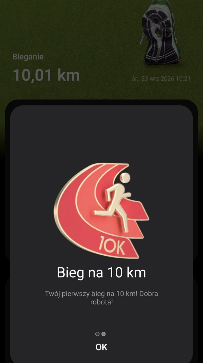nuszelka's tweet photo. Dwa kamienie milowe zgarnięte za jednym zamachem!
Pierwsza dyszka w życiu (10,01 km) i oficjalne przebicie 100 km łącznie w apce https://t.co/mRfldyyR0u