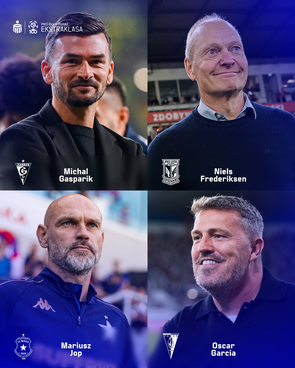 _Ekstraklasa_'s tweet photo. Kto był najlepszym trenerem we wrześniu? 🤔

👔 Michal Gasparik | @GornikZabrzeSSA 
👔 Mariusz Jop | @WislaKrakowSA 
👔 Niels Frederiksen | @LechPoznan 
👔 Oscar Garcia | @PogonSzczecin 
👔 ___________

🤝 @FootballManager 
👇 Piszcie w komentarzach!
#Ekstraklasa #TrenerMiesiąca https://t.co/9AxLAy6hBO