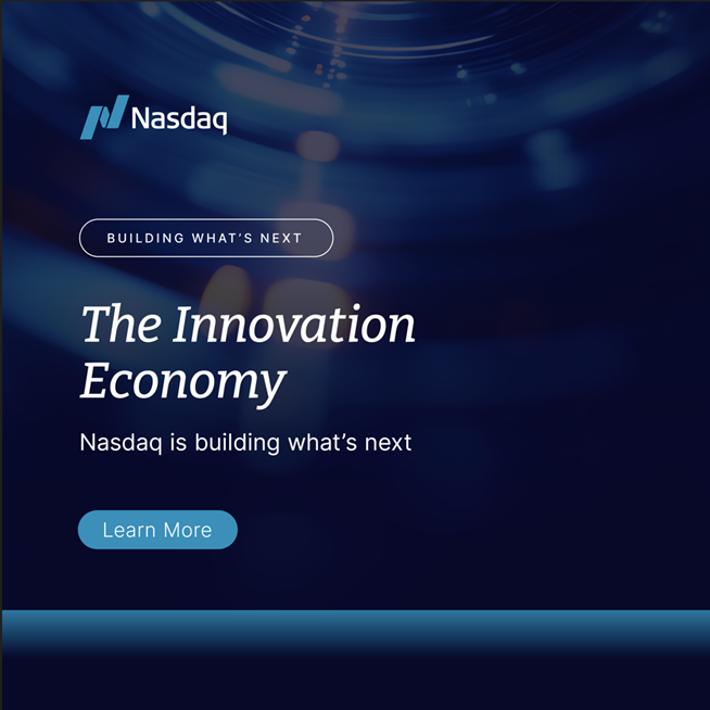 Nasdaq's tweet photo. We support the builders and visionaries reshaping the global economy.