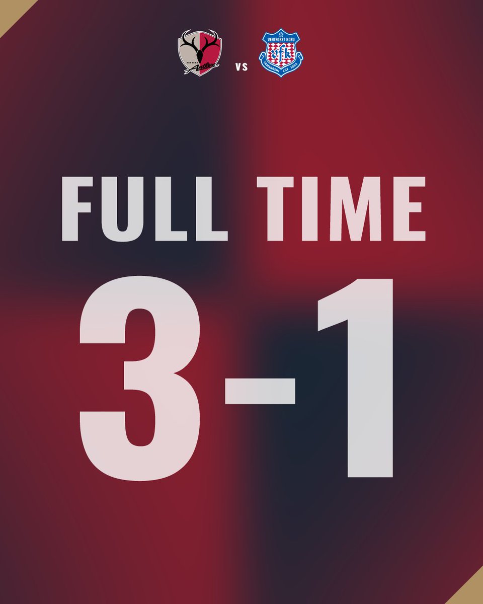 atlrs_official's tweet photo. 🔴 9/23 🆚甲府🔴
#鹿島アントラーズ #共闘

試合終了！🔴3-1！ラウンド16進出！

今日も最後の最後まで共に闘ってくださって、本当にありがとうございました💪🔥

🔻甲府戦の試合情報はこちら🔻
🔗https://t.co/rUiLs42BrA https://t.co/l0w308dxQd