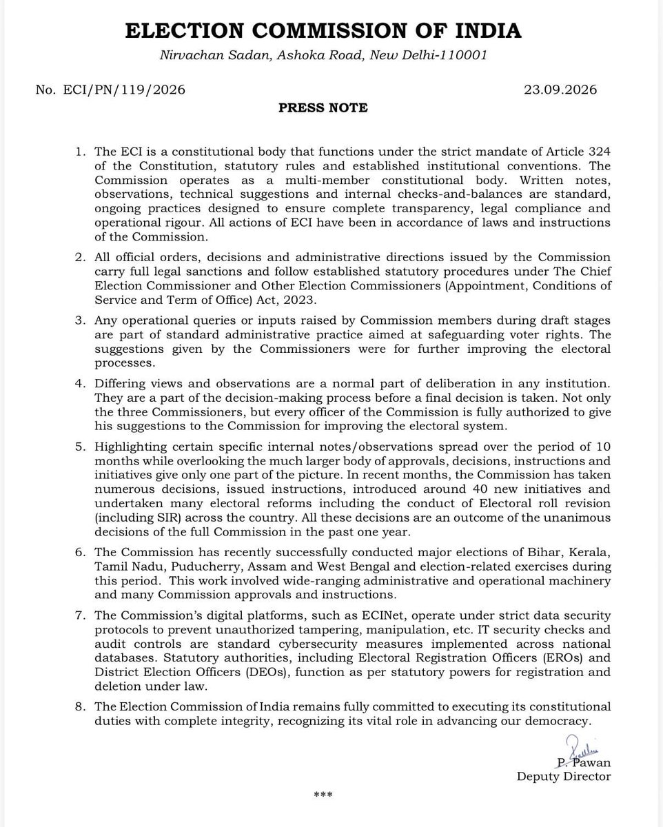 Starboy2079's tweet photo. I recommend Indian Express drop its current name and rebrand as the Congress IT Cell. Too many of its “investigations” read as if they were drafted at Congress HQ and merely printed.

Today’s piece, “14 times in 10 months, two Election Commissioners objected” is so amateur that even a novice can see the fraud.

In any institution, discussion produces notes, suggestions and objections. That is process, not a scandal. Express cherry-picked 14 internal notes and buried the rest: a far larger body of unanimous decisions, approvals and nearly 40 initiatives in the same period. That is not journalism. It is propaganda.

The entire fight is over illegal voters. This ecosystem is not defending democracy. It is defending Bangladeshi and Rohingya names on the rolls.