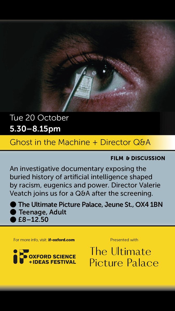 Oxford_IF's tweet photo. Trust &amp; truth, adult events

💔 Breakup Monologues: AI heartbreat
📢 Weapons of Mass Persuasion: wartime propaganda, Bullingdon 26 Oct

👻 Ghost In the Machine + Director Q&amp;A, UPP, 20 Oct

☕ Spilling Tea: hidden history of your cuppa, Fantastea, 21 Oct

https://t.co/nbSIhhqIYL https://t.co/GAPv1vz7X4