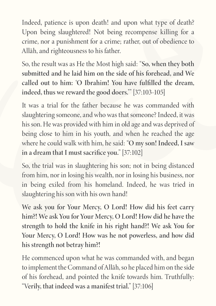 SalafiBookstore's tweet photo. The Trials of Our Father Ibrāhīm
Thrown into a blazing fire. Granted a son in old age, then separated from him. Then commanded to sacrifice that very son, and he laid him down to do it…

From Guidance for the Sick & Those Who Visit Them by Shaykh ʿAtiyyah Sālim.

Order Today: https://t.co/TVLfD0hTjP

———
Curating authentic literature, since 1997.
Shipped reliably, quickly and tracked with DPD.