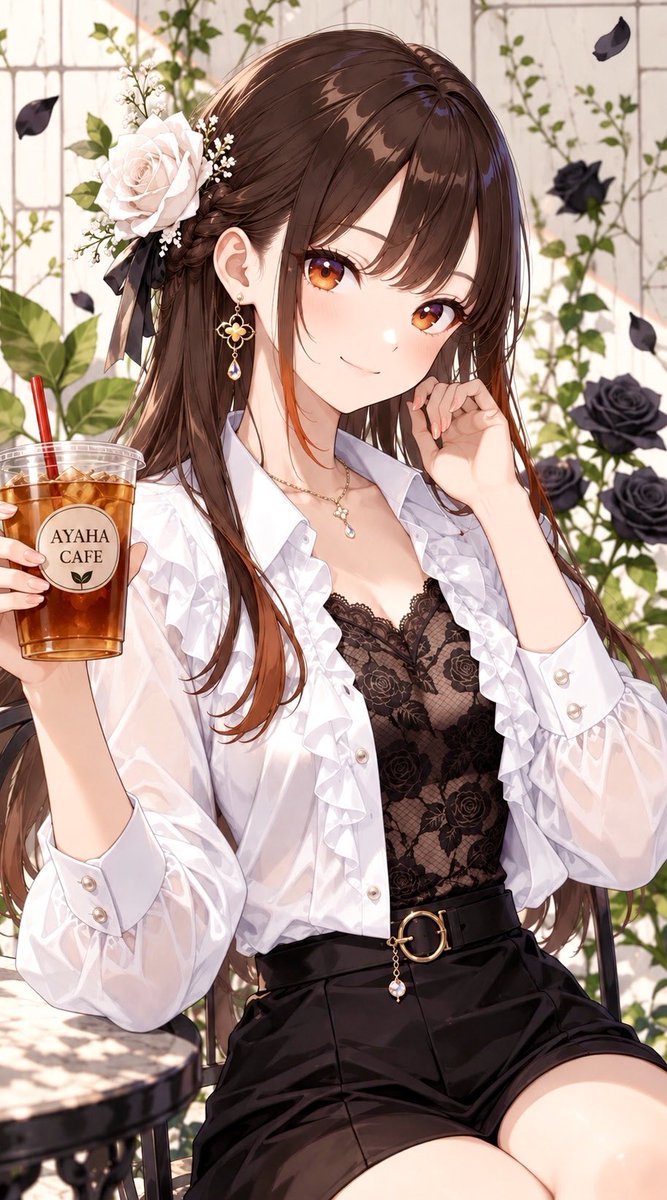 kawaiianime2025's tweet photo. こんばんは🌙 りこです🤎

今回は、透け感のある白のフリルブラウスと黒のスカートに、白薔薇の髪飾りをあわせたモノトーンコーデでパシャリ🤍🖤📸✨

連休明けも、がんばろうねっ🍹✨
#よるりこ https://t.co/z1ZZzftjfD