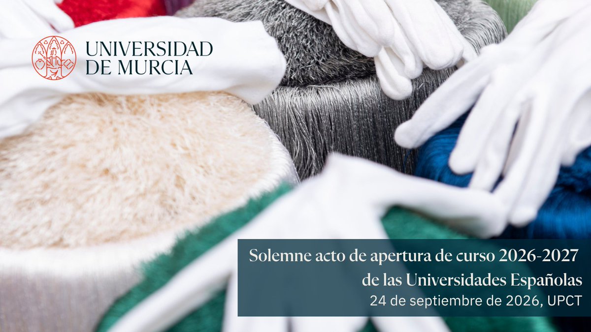 UMU's tweet photo. El jueves, día 24 de septiembre, la Universidad de Murcia permanecerá cerrada por la celebración del solemne acto de apertura de curso 2026-2027 de las Universidades Españolas https://t.co/nUQ2Ie0aTM