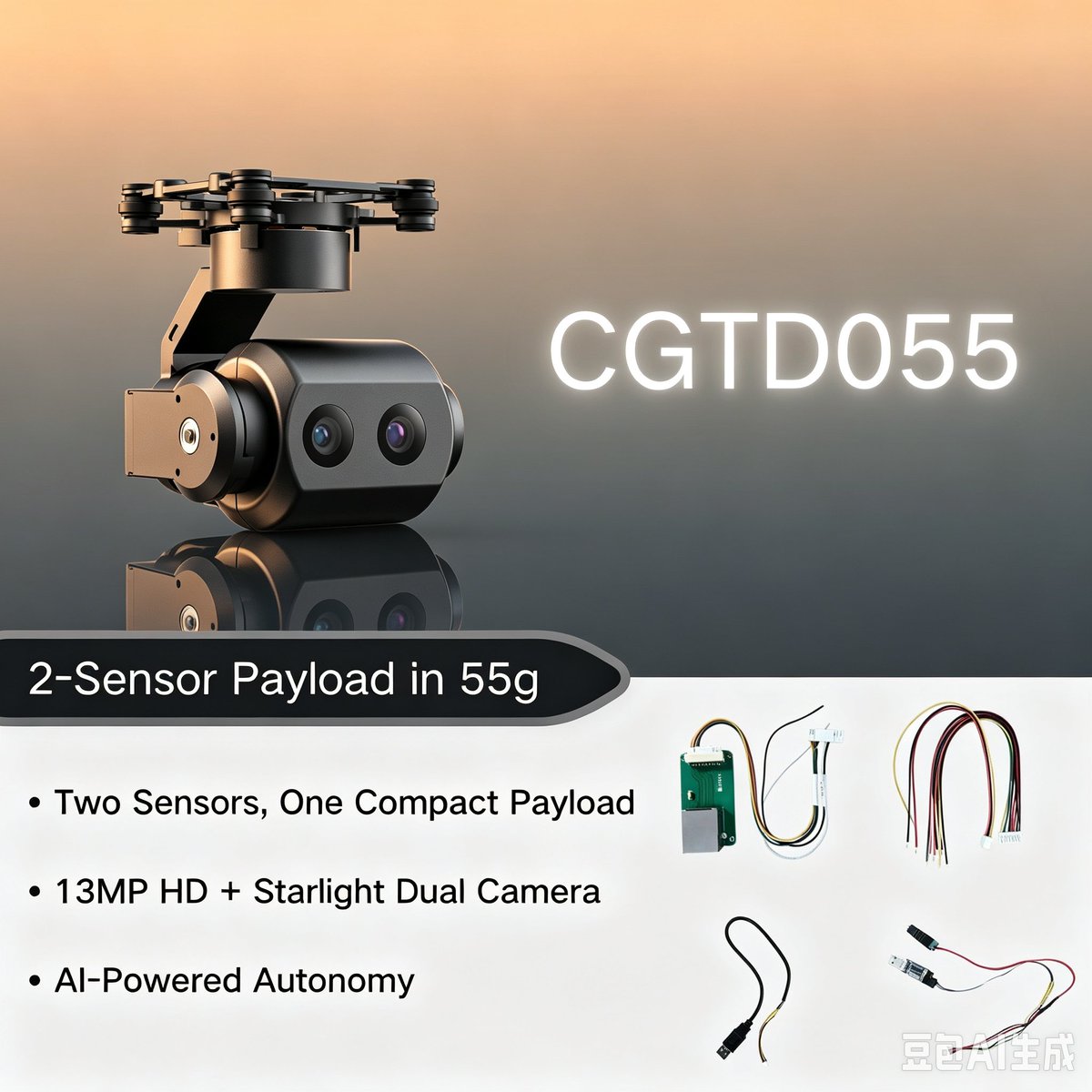 CticGimbal's tweet photo. Only 55g. Dual cameras. 3-axis stabilization.
Meet CGTD055, a lightweight dual visible light gimbal payload designed for compact UAV platforms.
📷 13MP HD Wide Camera
🌙 2MP Starlight-Level Camera
Small size. Flexible imaging. Reliable performance.
#UAV #DroneTech #Gimbal https://t.co/wxM3YbRcjY