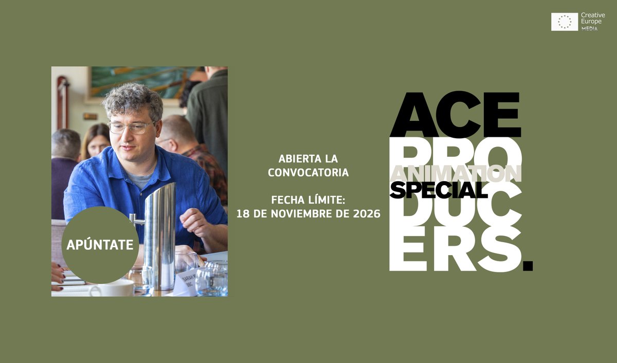 OficinaMEDIAEs's tweet photo. ACE Producers: Abierta la convocatoria de Animation Special 2027.
Fecha límite: 18 de noviembre de 2026.
Más info > https://t.co/HsvLFLrJt0
#AnimationSpecial #ACEProducers #Animación #Producción #Formación https://t.co/BPevBXCdpA