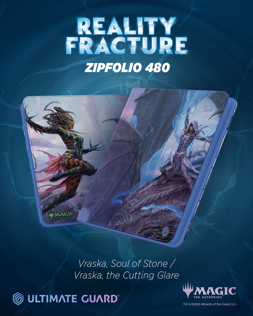 UltimateGuard's tweet photo. More cards. More reality to uncover. Our new Zipfolio 480+ binders are on the way with three exclusive Reality Fracture artworks, giving your growing collection the protection it deserves without compromising on style.  #UltimateGuard  #MagicTheGathering  #RealityFracture https://t.co/OOkyKNBtIK