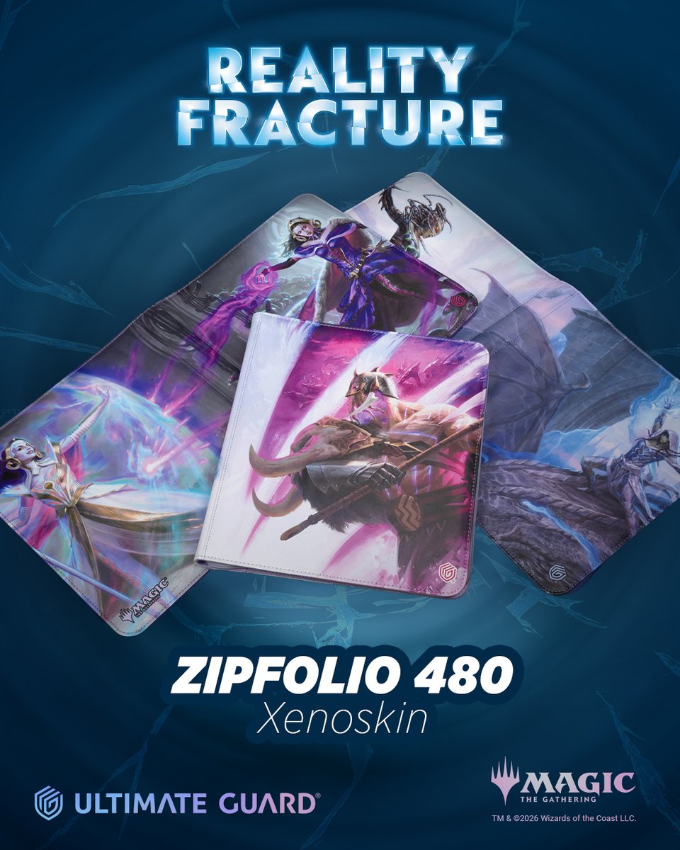 UltimateGuard's tweet photo. More cards. More reality to uncover. Our new Zipfolio 480+ binders are on the way with three exclusive Reality Fracture artworks, giving your growing collection the protection it deserves without compromising on style.  #UltimateGuard  #MagicTheGathering  #RealityFracture https://t.co/OOkyKNBtIK
