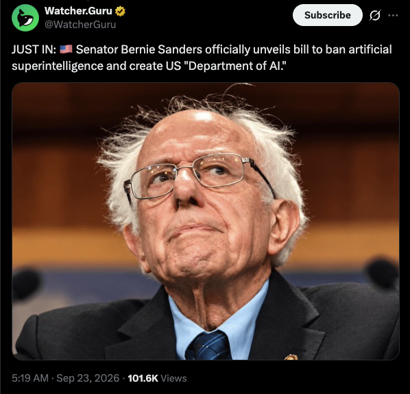 digitalassetbuy's tweet photo. Their goal is to create fear about AI so it can be only state sponsored AI.  No private industry.  Just imagine what these commies could do to control you with that. https://t.co/bGzP7KqgQe
