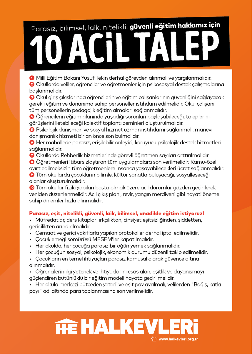 halkinhaklari's tweet photo. Sorunun çözümü "Güvenlik protokolleri" değil, halkın eğitim hakkı talepleridir!

Çocukları yoksulluğa, MESEM’lere ve gerici kuşatmaya, paralı eğitime mahkum eden politikalar değişmeden şiddetin kaynağı da ortadan kalkmaz! https://t.co/ADm7THriVn