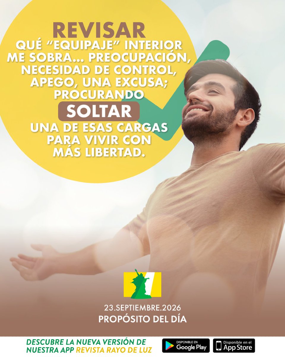 rayodeluzrd's tweet photo. Que hoy podamos identificar 🙌🏽 aquello que pesa de más y entregárselo a Dios, confiando en que una vida más libre comienza cuando dejamos espacio para su voluntad. 😇
 
#PropositodelDia #RevistaRDL #RayodeLuz https://t.co/Gg5DASmAZq